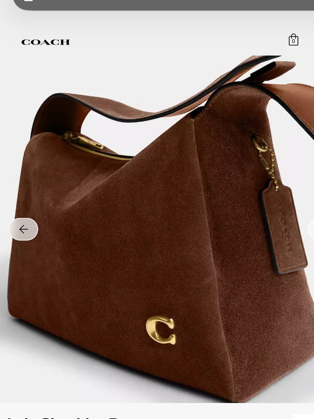 Coach Lola Shoulder Bag in Warm Brown Suede with Brass Hardware - Picture 3 of 6